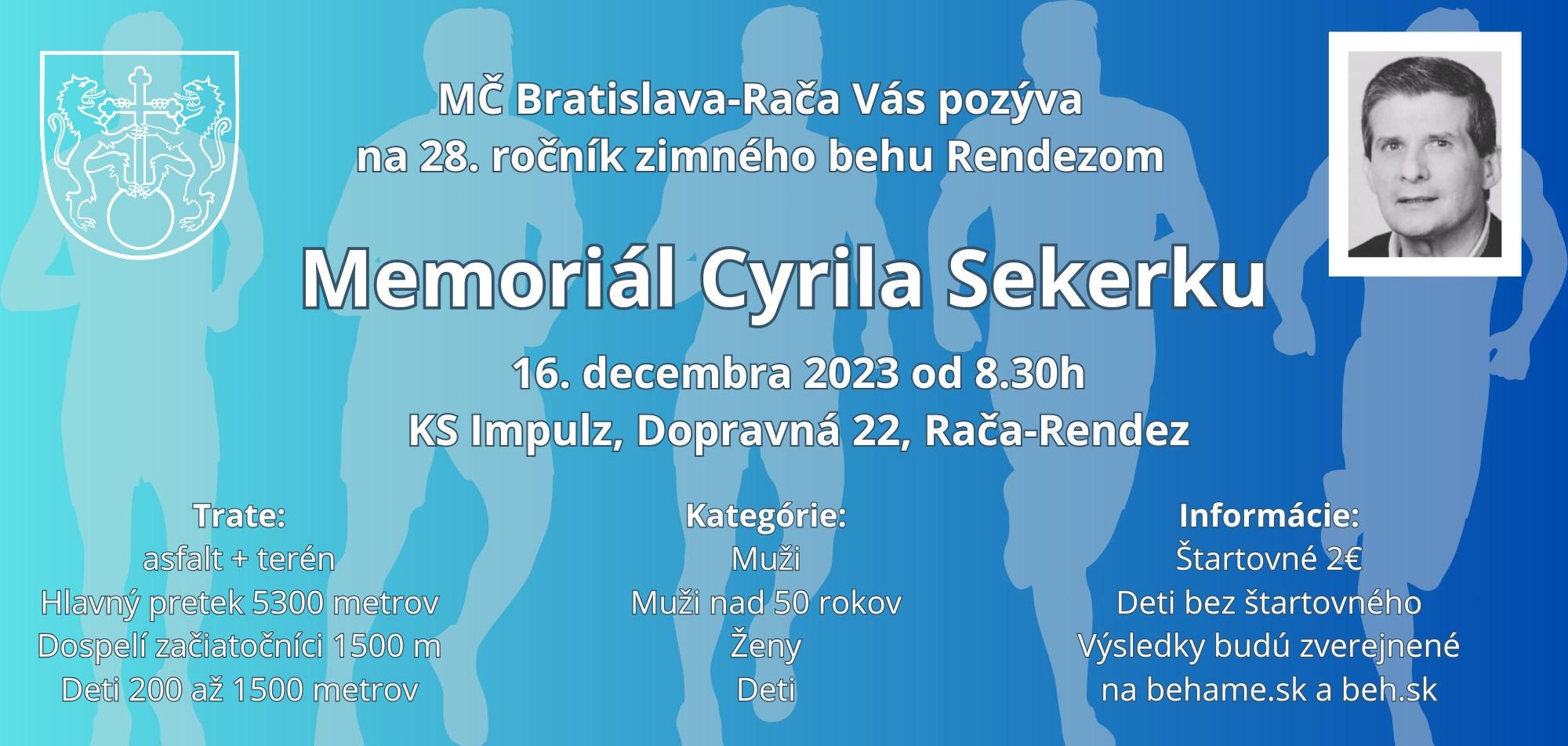 Memoriál Cyrila Sekerku – bežecké preteky už túto sobotu