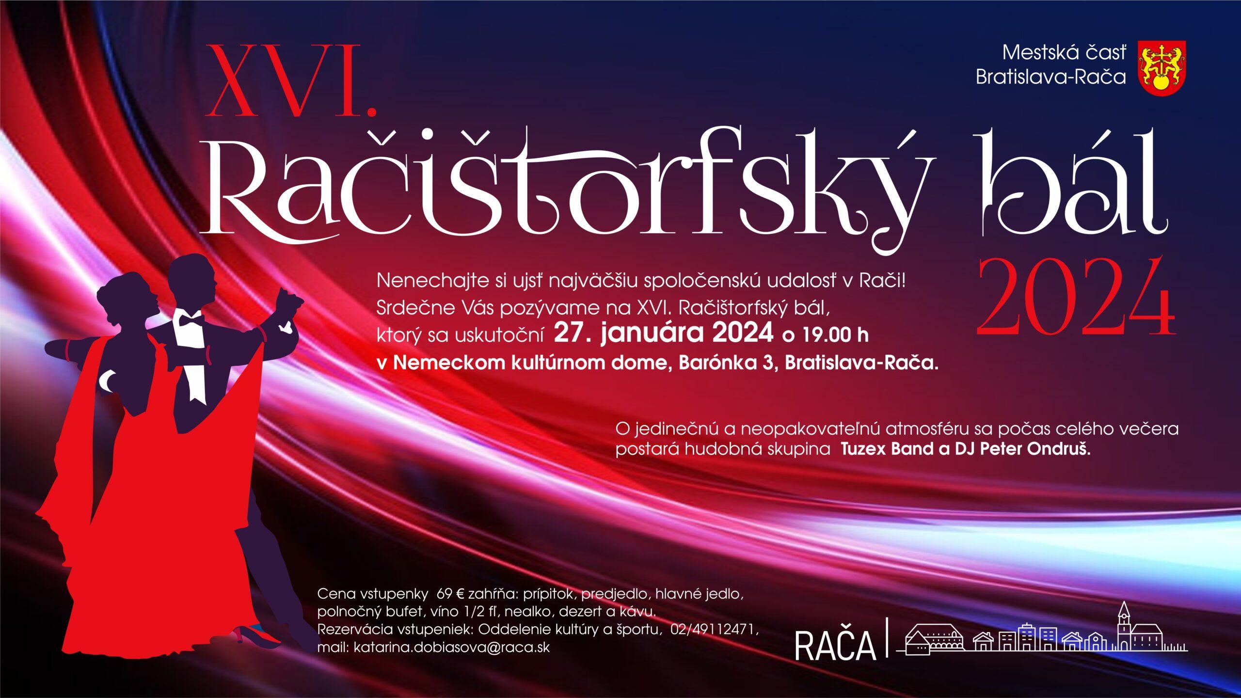 MČ Bratislava-Rača pozýva na XVI. Račištorfský bál 2024