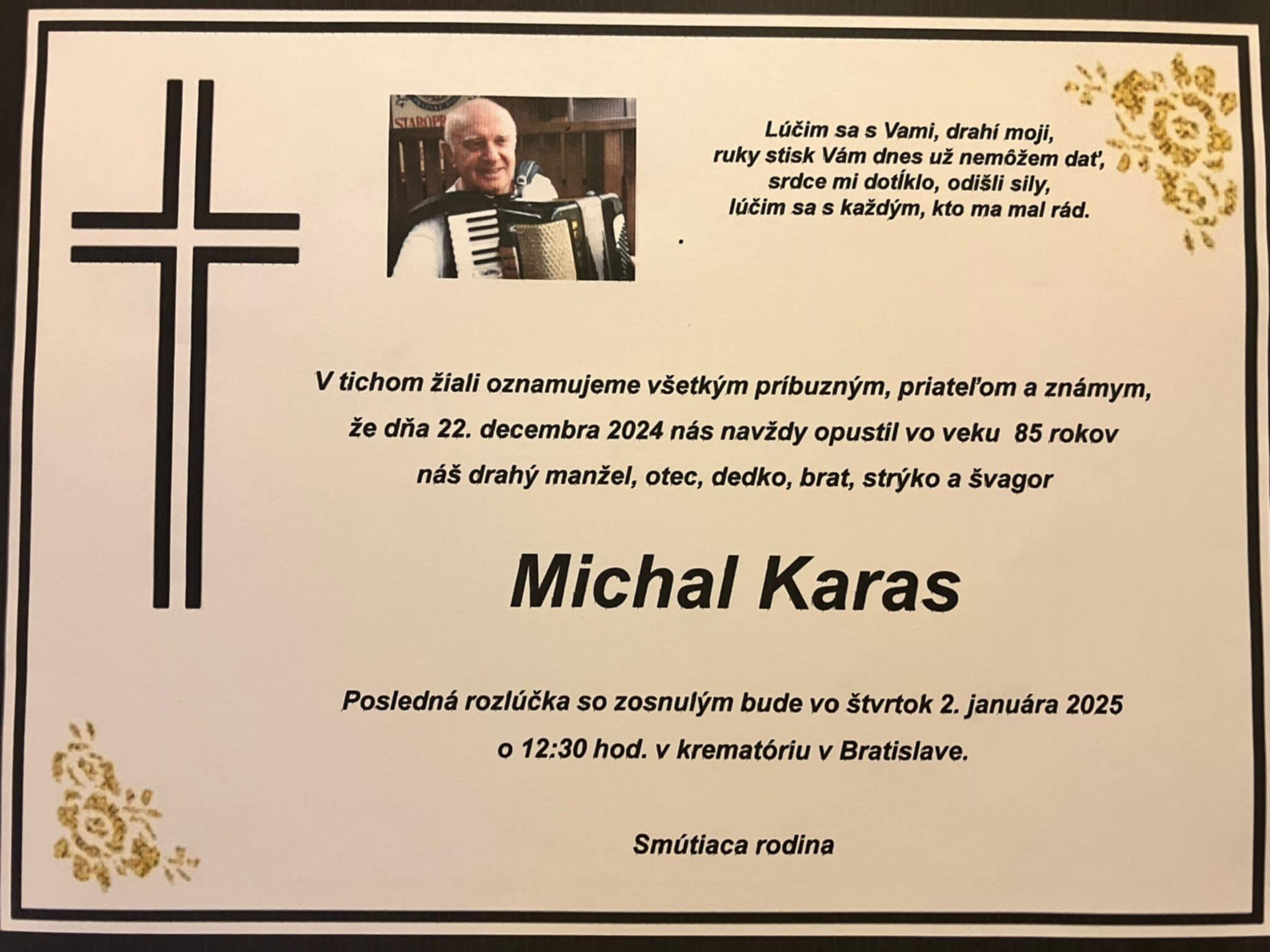 Opustil nás dlhoročný umelecký vedúci Speváckeho súboru Račan