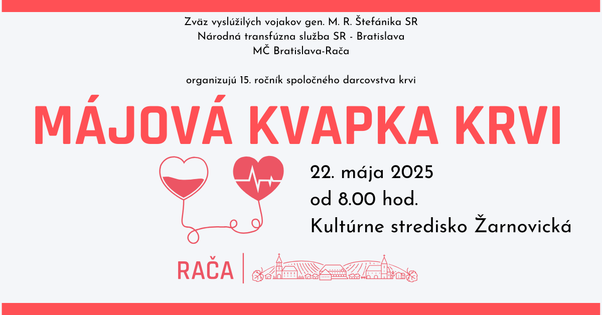 Príďte darovať krv na Májovú kvapku krvi