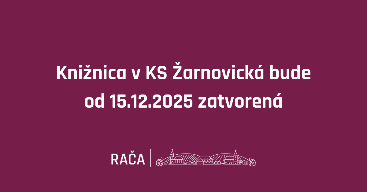 Knižnica v KS Žarnovická bude zatvorená